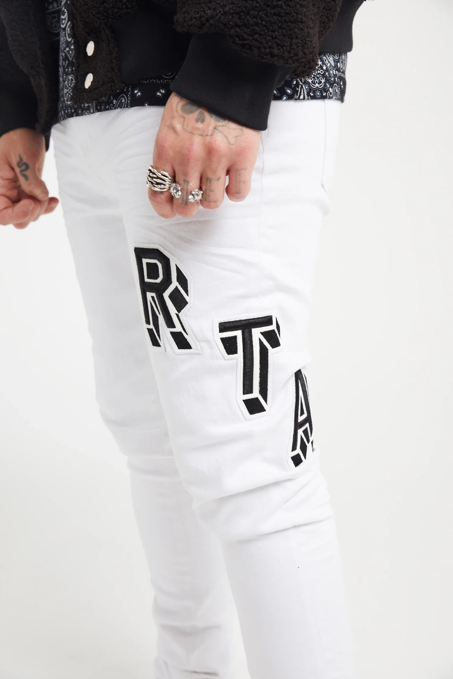 RTA Men's Bryant Stretch Slim-Fit Jeans - White Collegiate