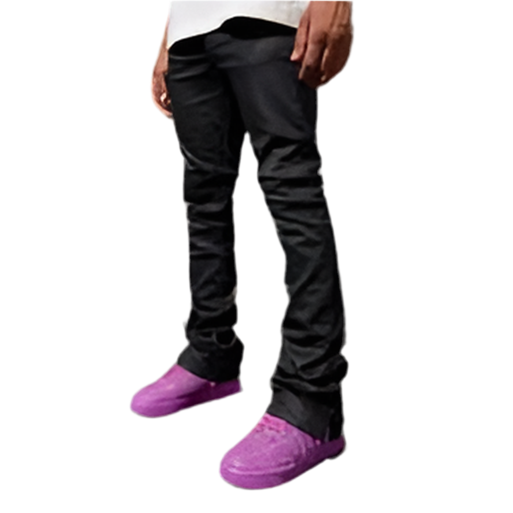 "CAVIAR" Wax Stacked Jeans