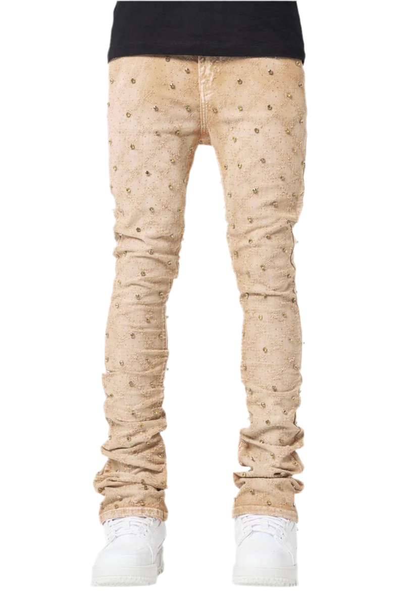 GUAPI VINTAGE KHAKI EMBELLISHED DENIM
