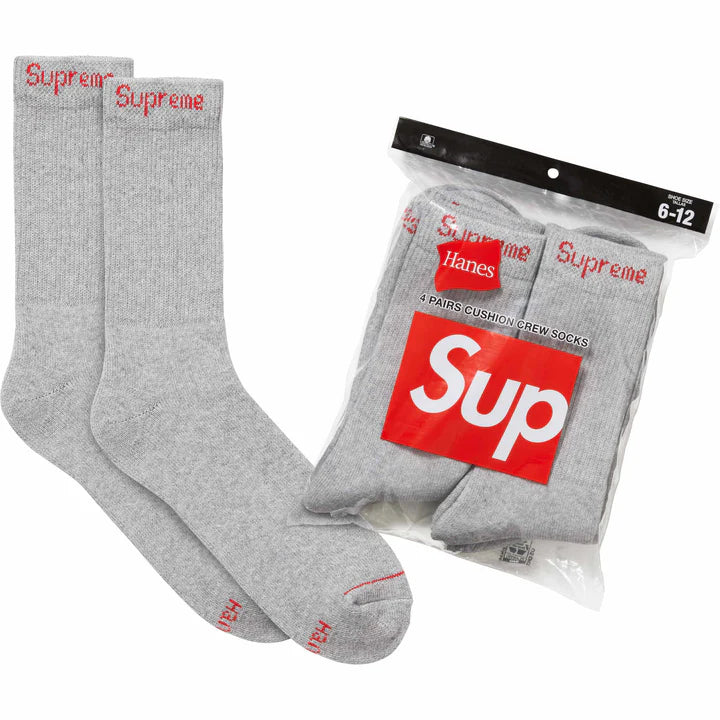 supreme crew socks grey 1 pair