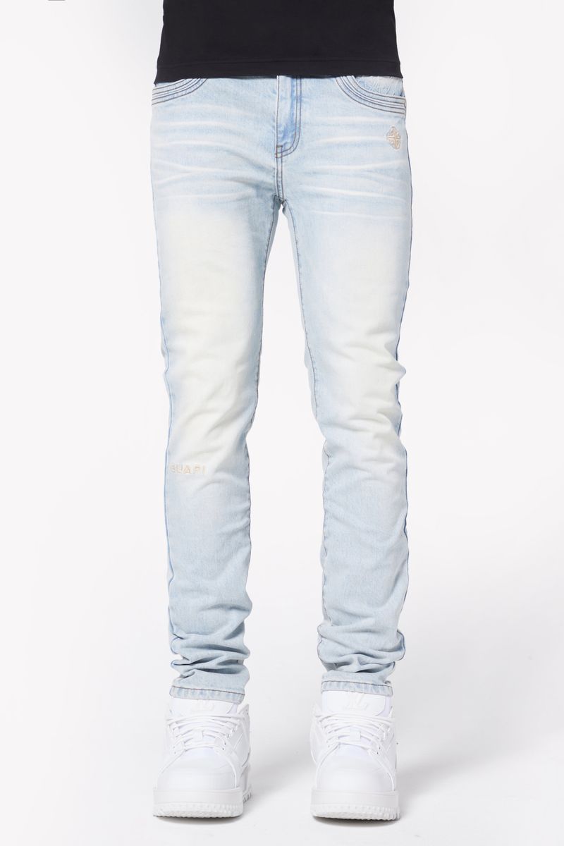 Aqua blue basics stacked denim