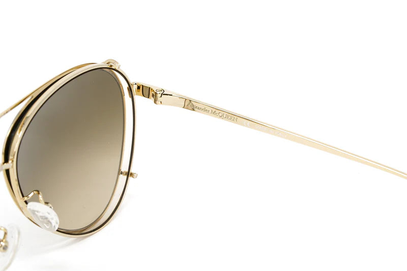 Alexander McQueen Unisex Sunglasses Pilot Gold