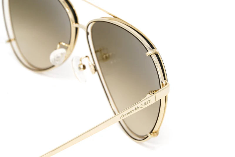 Alexander McQueen Unisex Sunglasses Pilot Gold