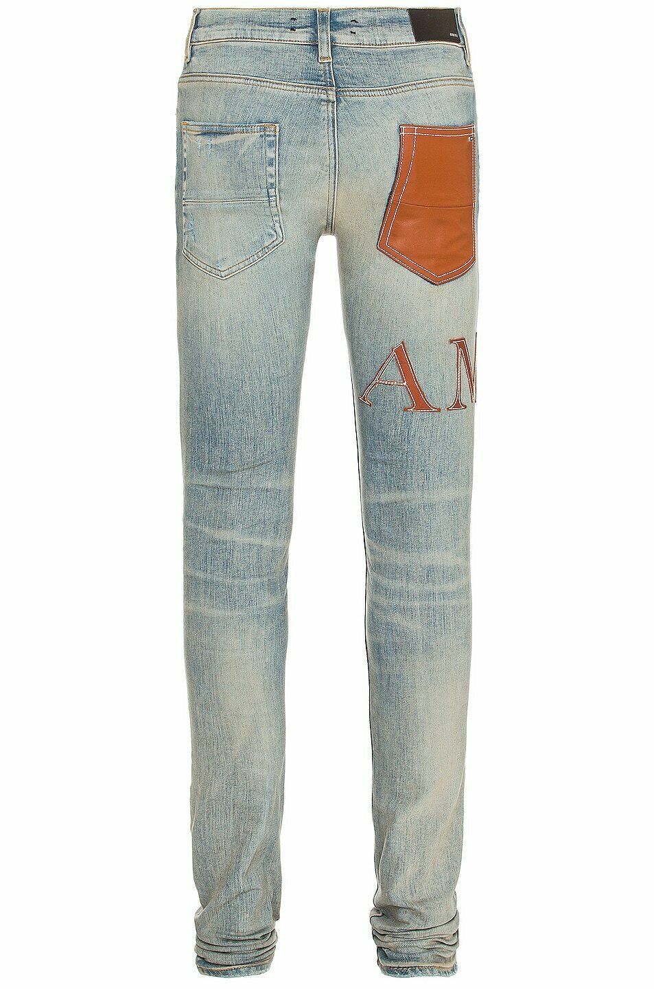 Amiri Leather Stitch Logo Jean in Clay Indigo