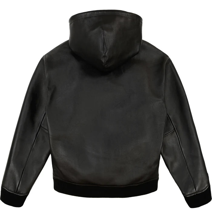 SCRIPT NAPPA LEATHER HOODIE