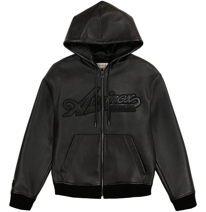 SCRIPT NAPPA LEATHER HOODIE