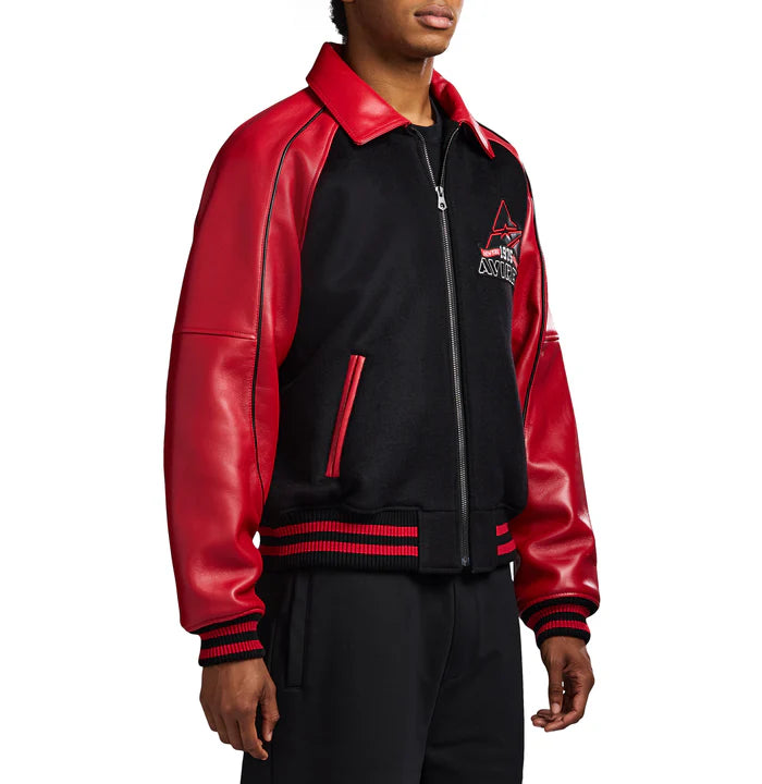 CLASSIC WOOL LEATHER VARSITY JACKET BLACK