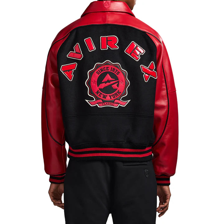 CLASSIC WOOL LEATHER VARSITY JACKET BLACK