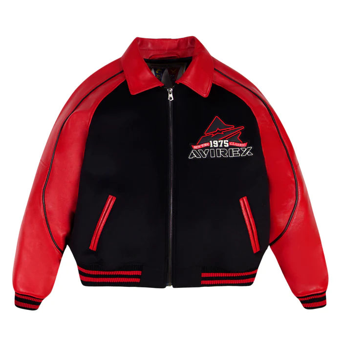 CLASSIC WOOL LEATHER VARSITY JACKET BLACK