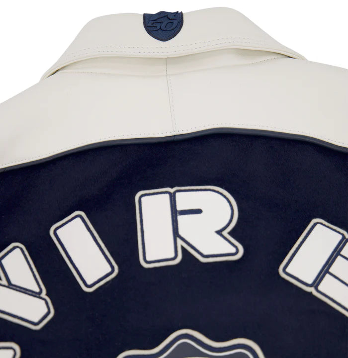 CLASSIC WOOL LEATHER VARSITY JACKET NAVY BLAZER