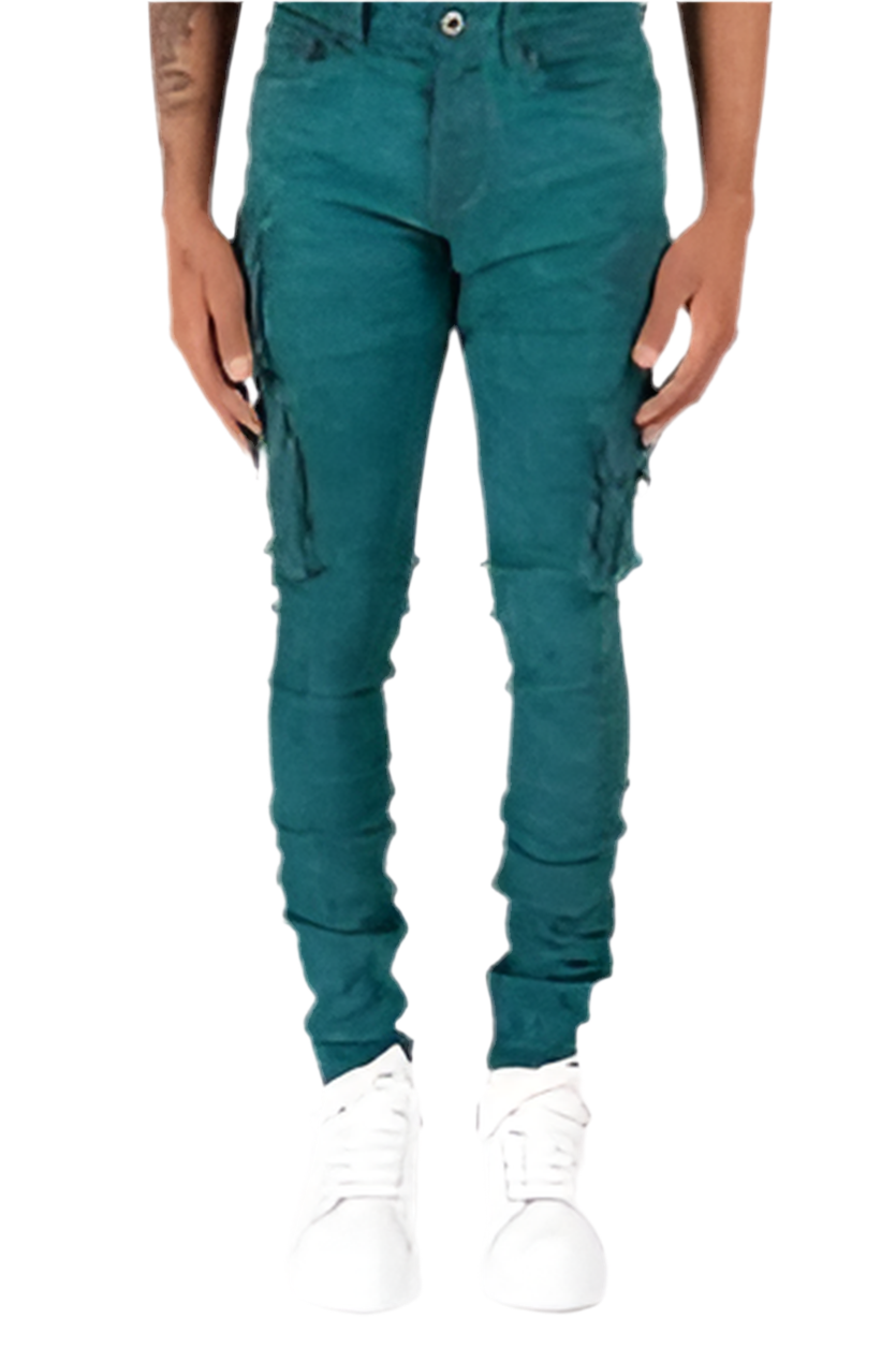 Serenede 'ETHOS'' Cargo Jeans Teal Fabric