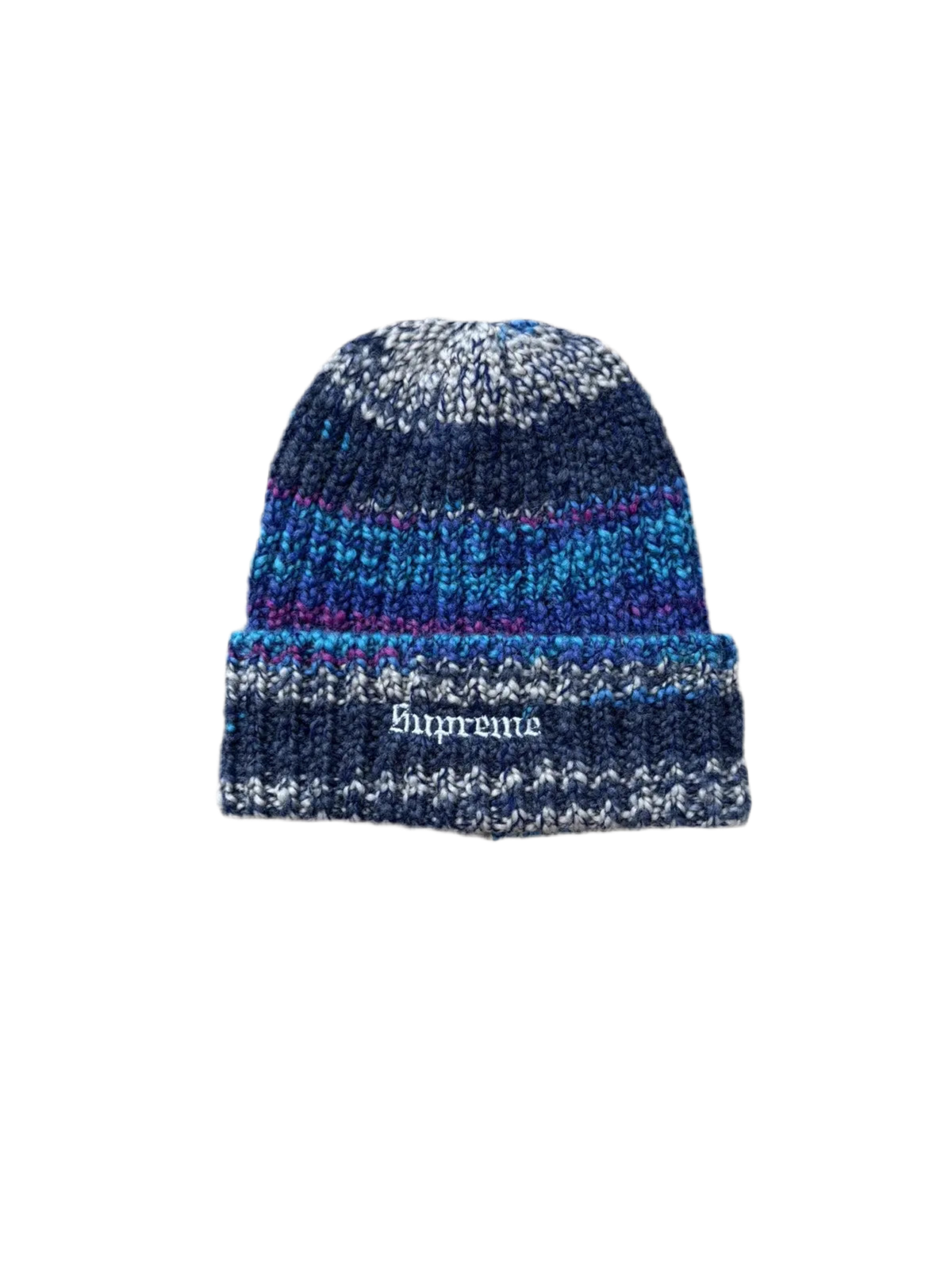 Supreme Space Dye Stripe Beanie Blue