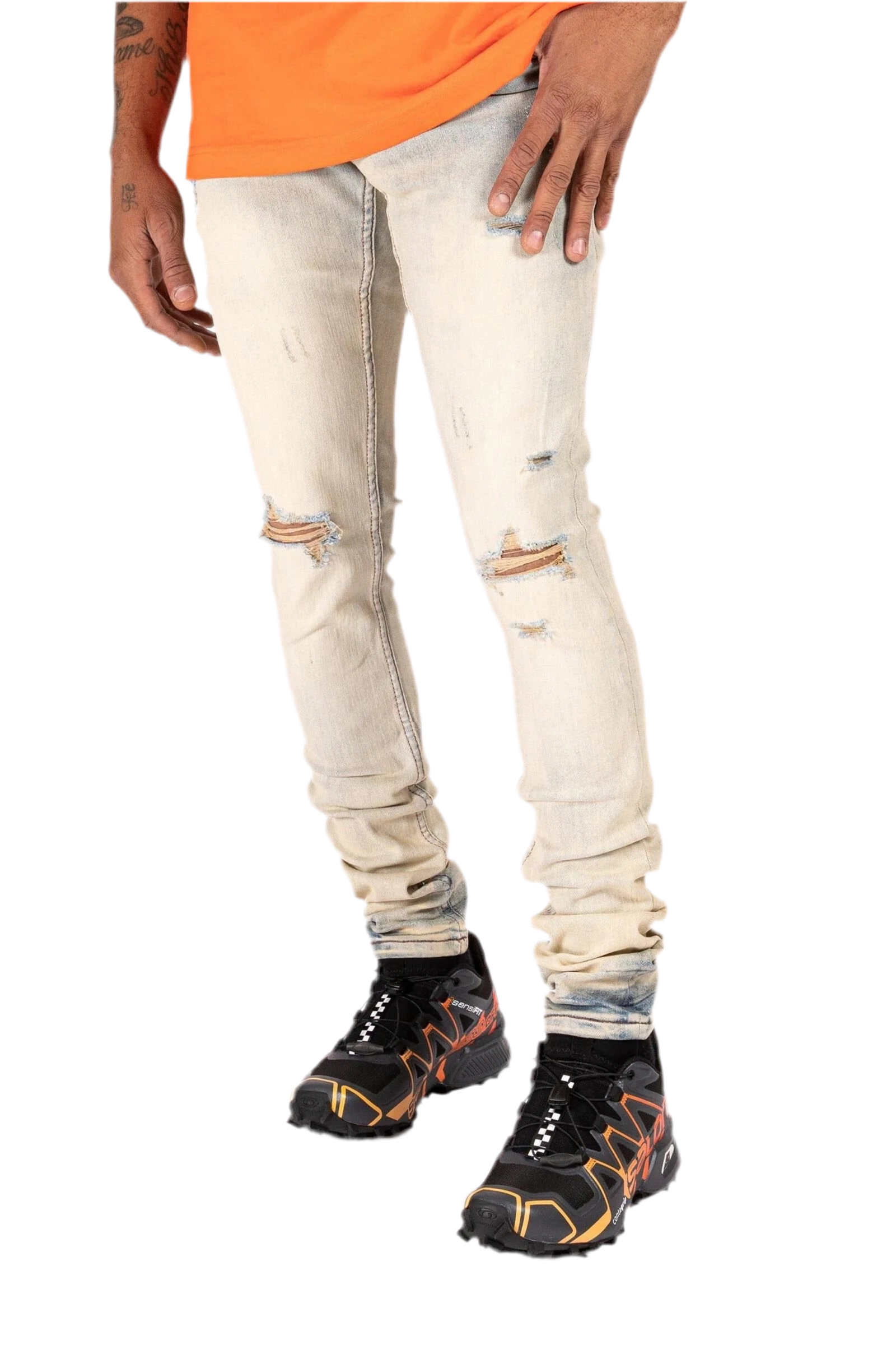 Serenede 'CHALK'' Jeans Bleached tan with a Light Blue