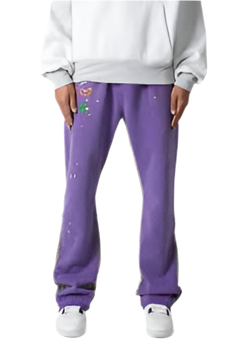 MNML Contrast Bootcut Sweatpants - Purple