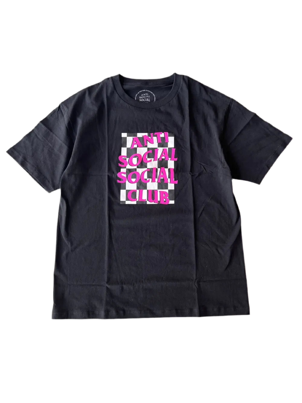 Anti Social Social Club Checkered Logo T-Shirt Black Pink