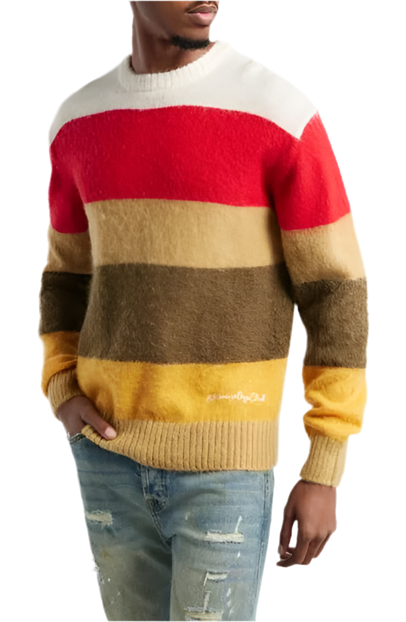 Billionaire Boys Club Sunset Stripe Embroidered Graphic Crewneck Sweater