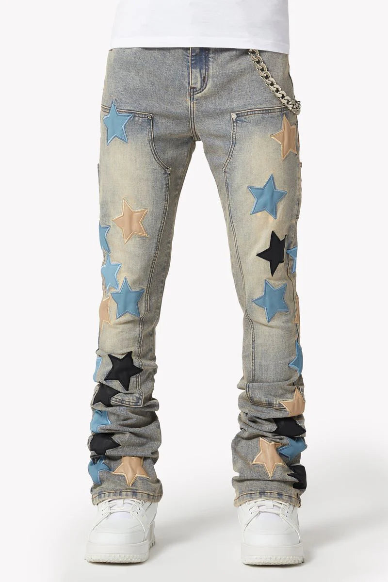 Powder Blue Vintage Stars Denim