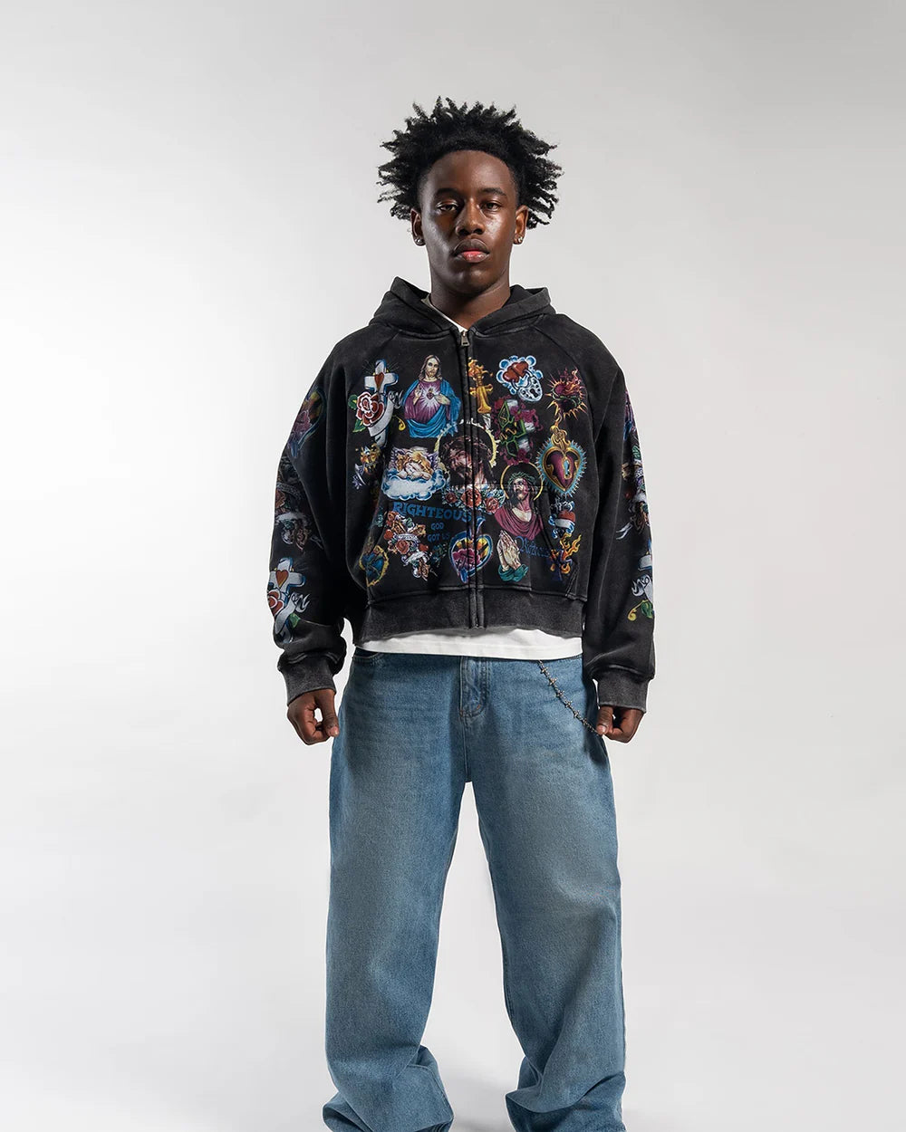 Righteous Risen King Zip Up Hoodie Black