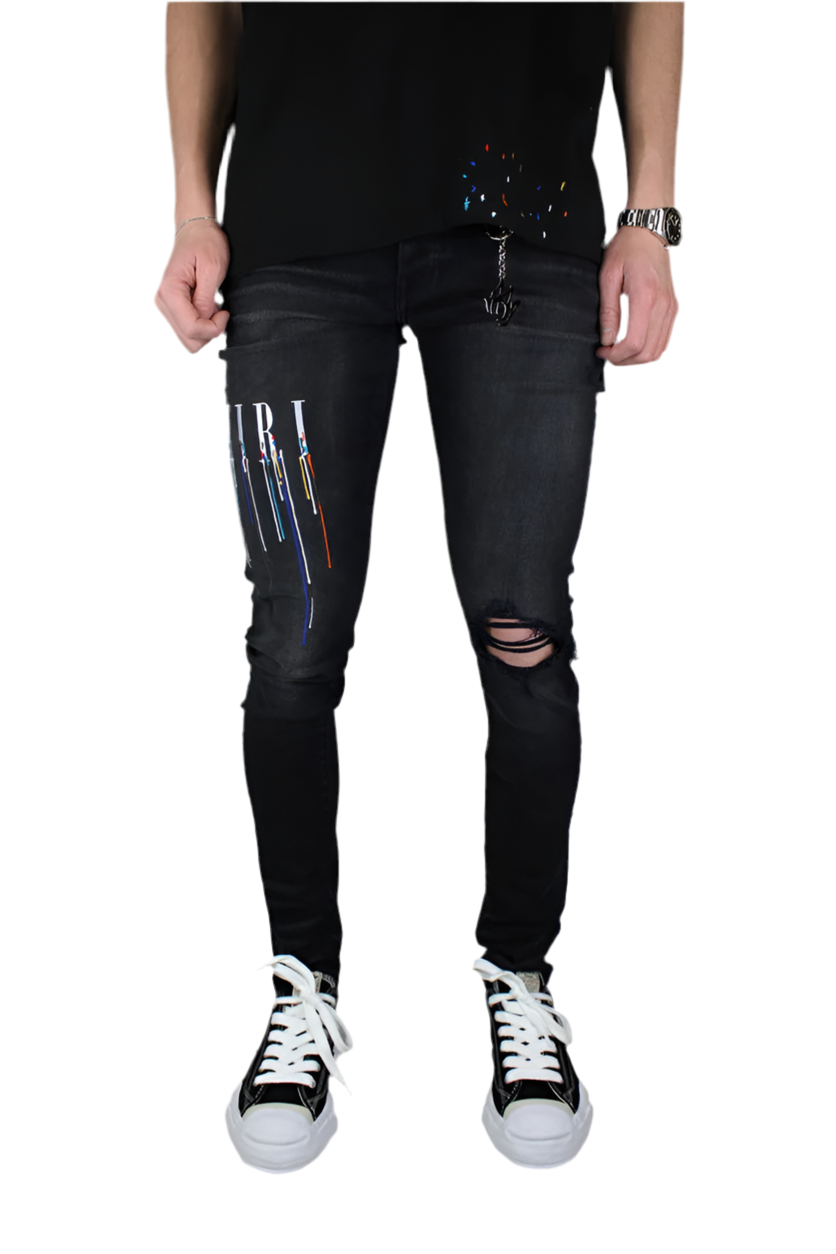 Amiri Paint Drip Logo Jean 'Aged Black'