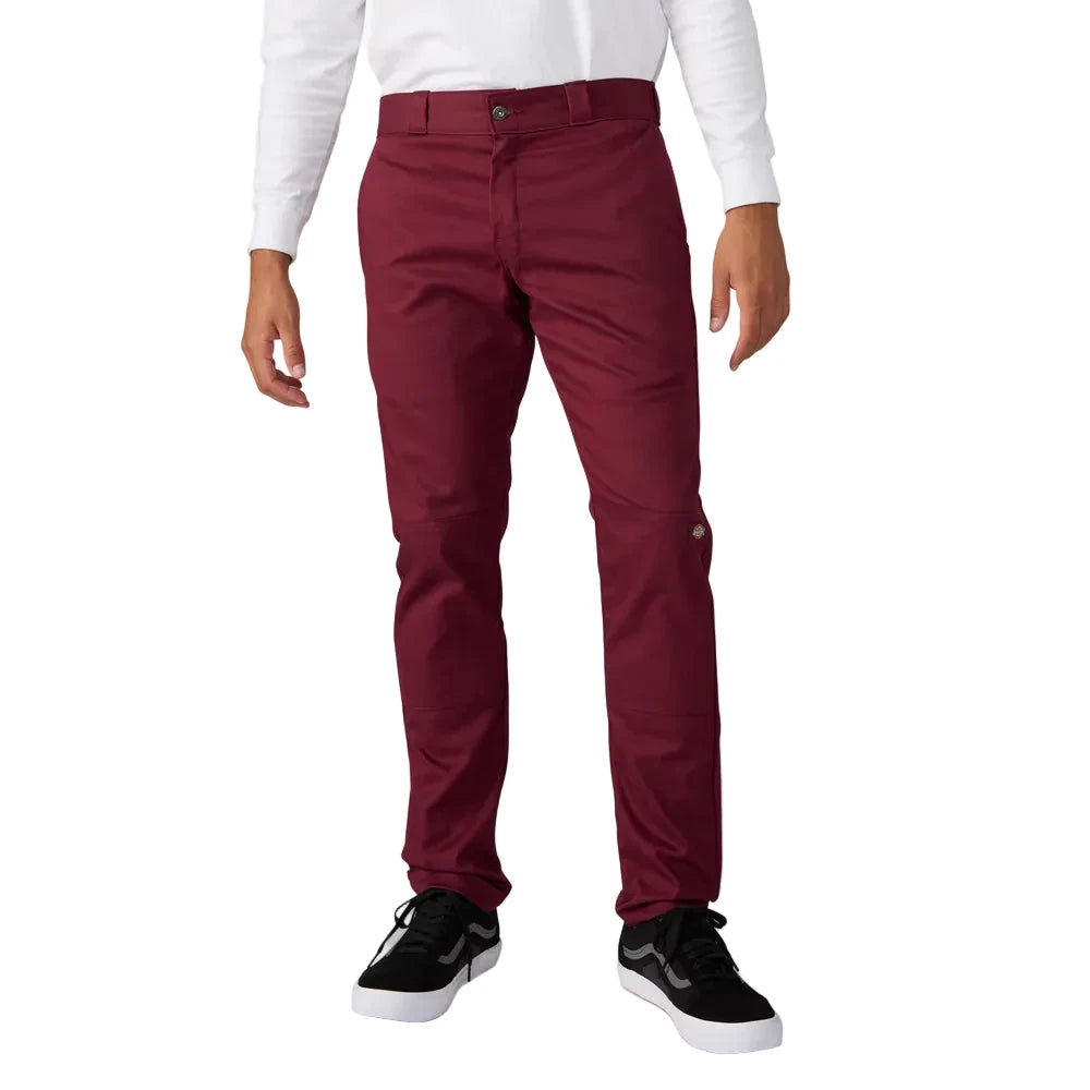 FLEX Skinny Fit Double Knee Work Pants Burgundy