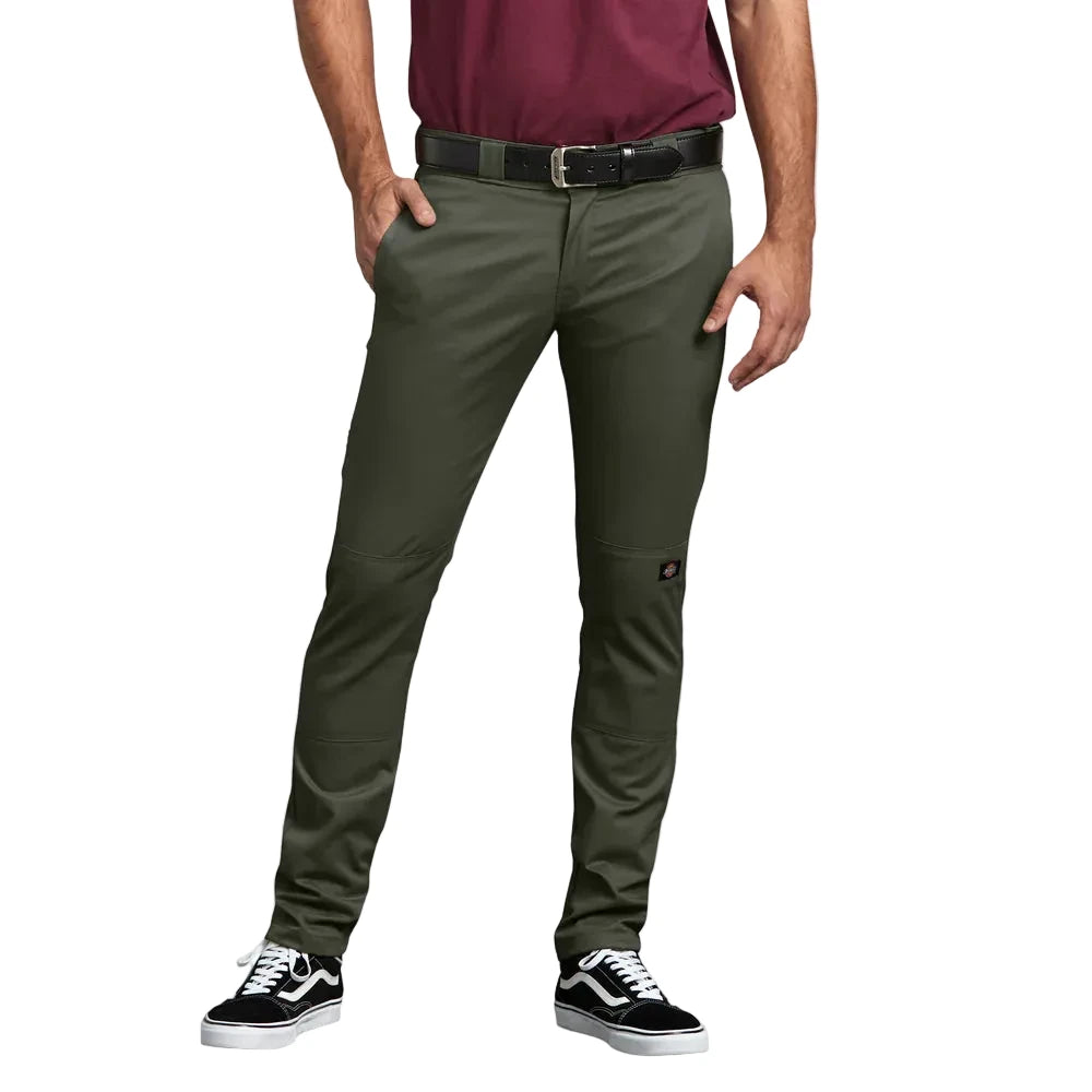 FLEX Skinny Fit Double Knee Work Pants ( Olive Green)
