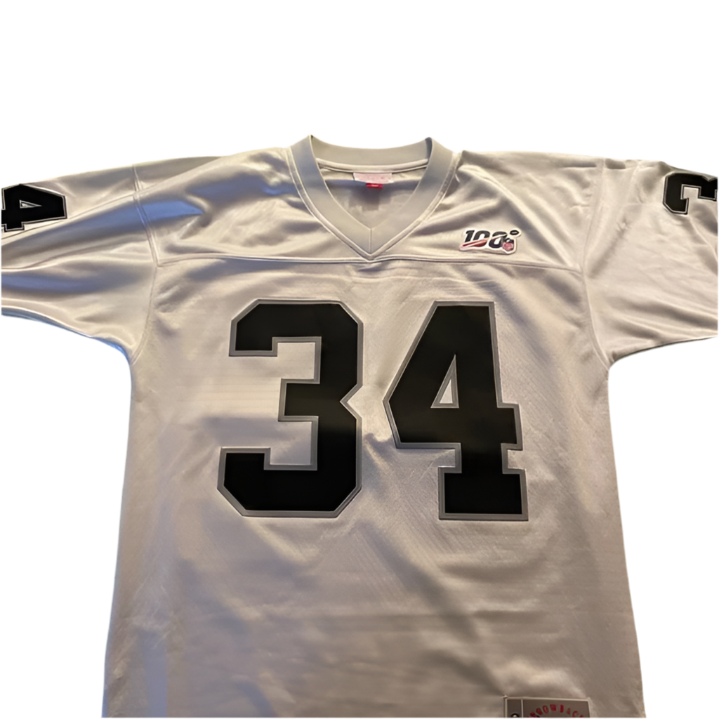 Bo Jackson Raiders NFL 100 Silver Mitchell & Ness Jersey