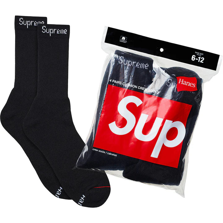 supreme crew socks black (1 PAIR)