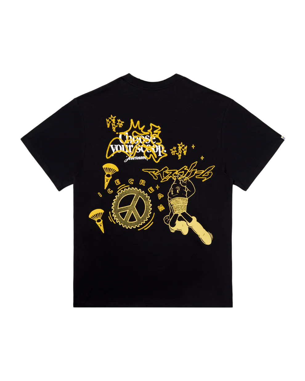 Icecream Stars Knit Tee in Black - Stretch Limo