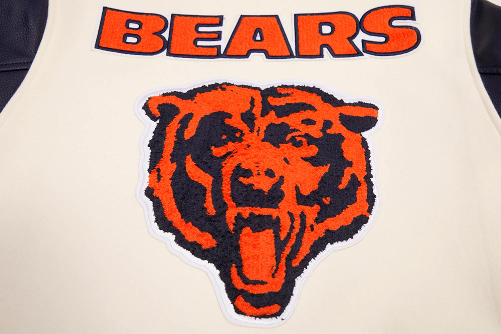 NFL CHICAGO BEARS RETRO CLASSIC MEN'S RIB WOOL VARSITY JACKET (eggshell)