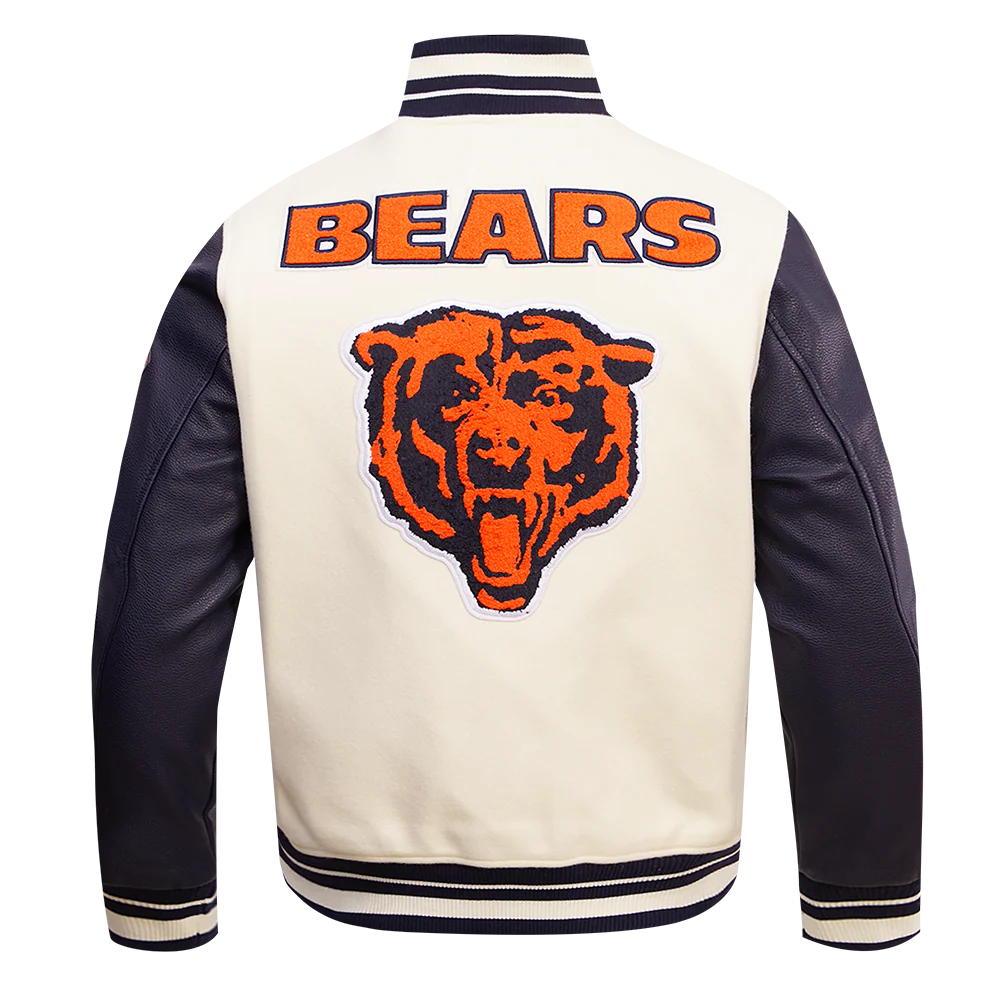 NFL CHICAGO BEARS RETRO CLASSIC MEN'S RIB WOOL VARSITY JACKET (eggshell)