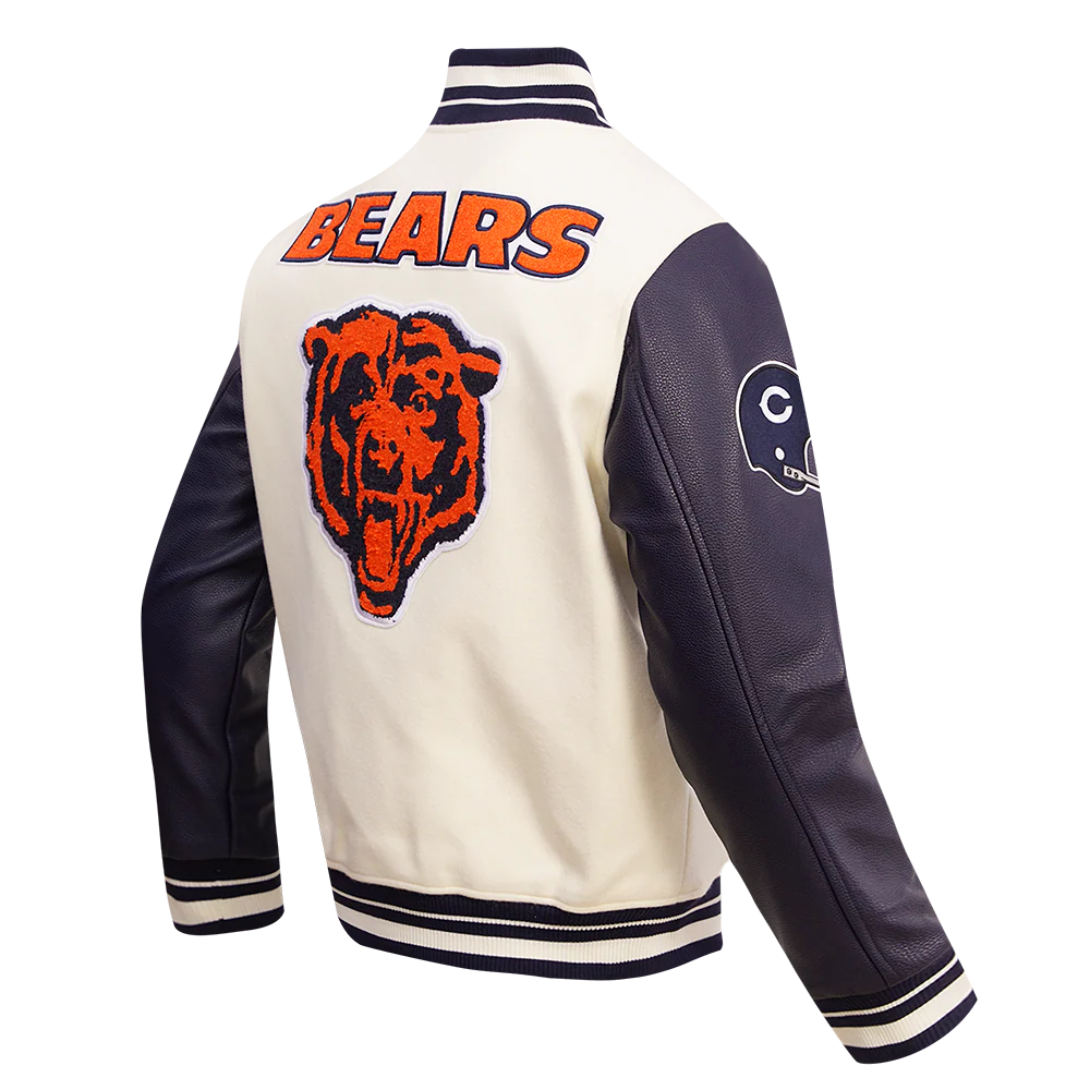 NFL CHICAGO BEARS RETRO CLASSIC MEN'S RIB WOOL VARSITY JACKET (eggshell)