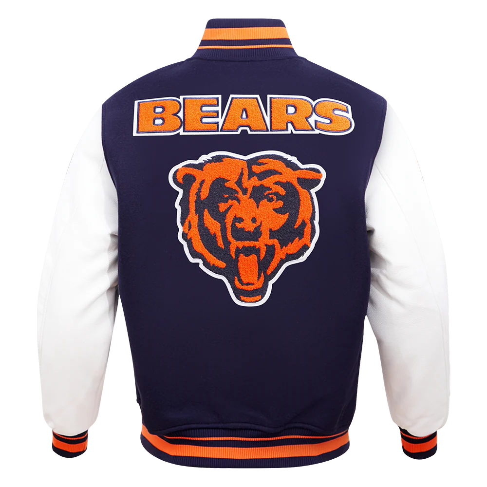 NFL CHICAGO BEARS RETRO CLASSIC MEN'S RIB WOOL VARSITY JACKET (Navy)