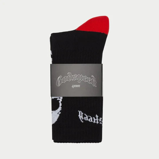 Skull Rose Sock (Black/Red)