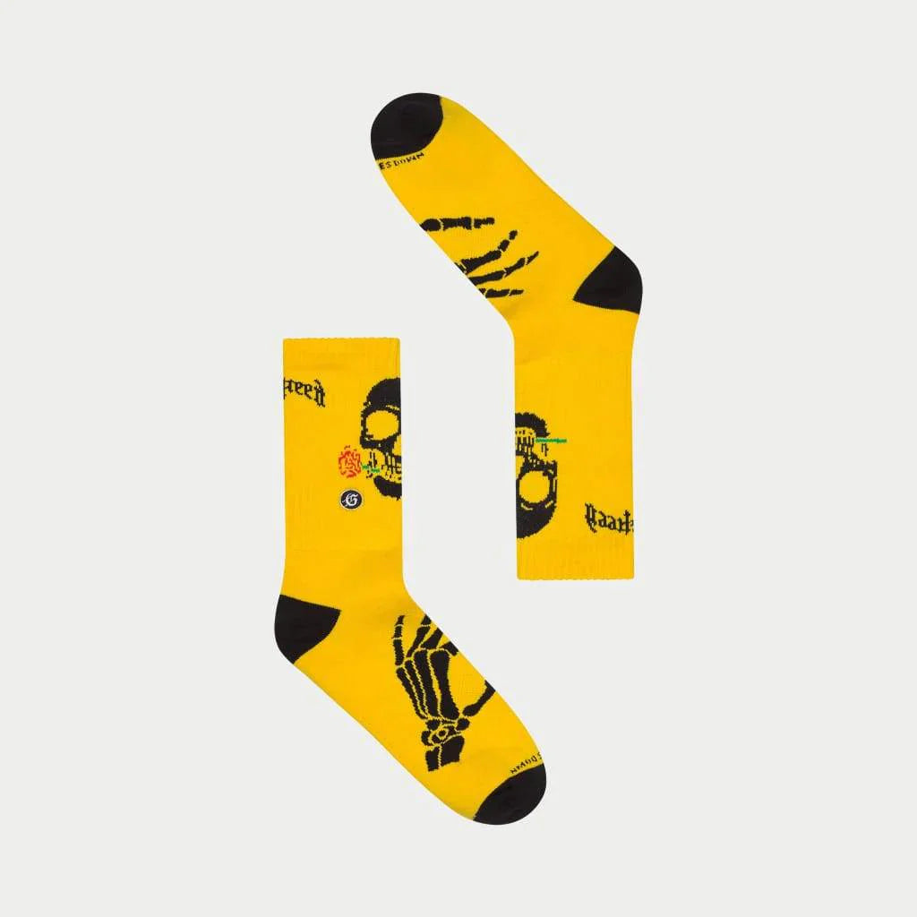 Skull Rose Sock (Yellow)