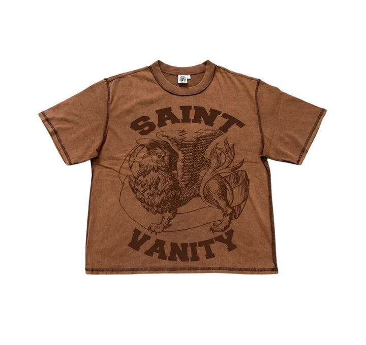SAINT VANITY BROWN LOGO TEE