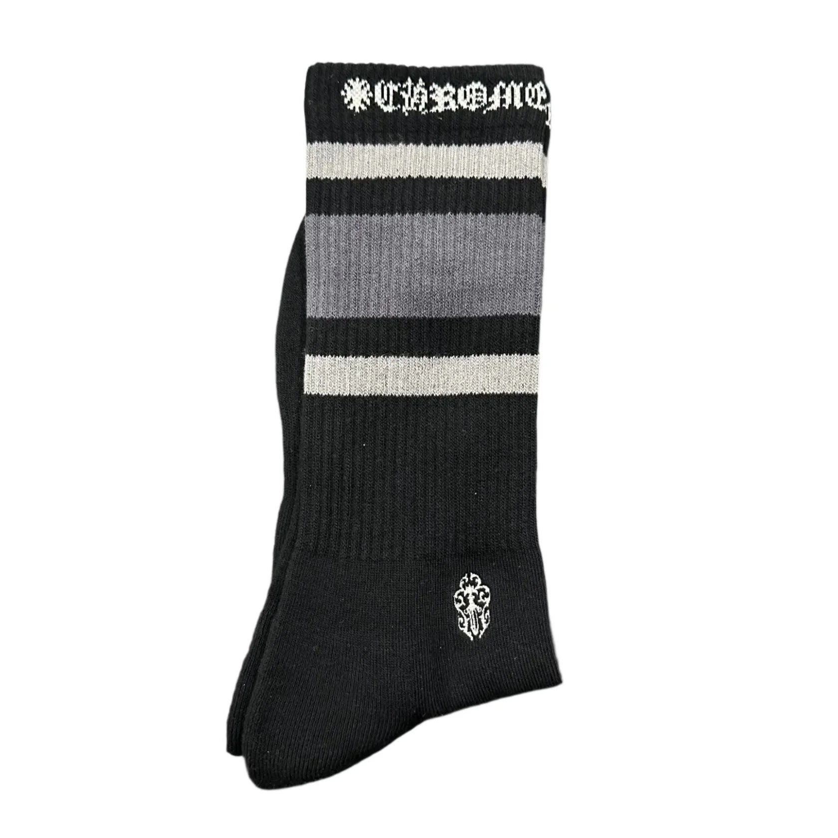 Chrome Hearts Stripe Socks Grey/Grey/Black