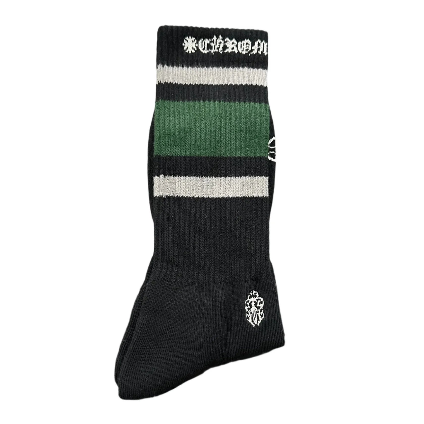 Chrome Hearts Stripe Socks Green/Grey/Black
