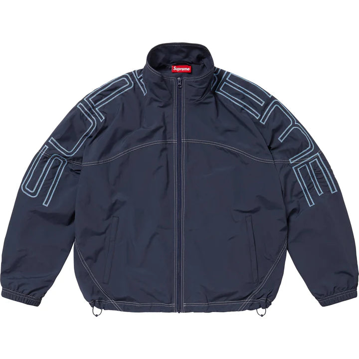 Supreme Spellout Embroidered Track Jacket (SS25) Navy