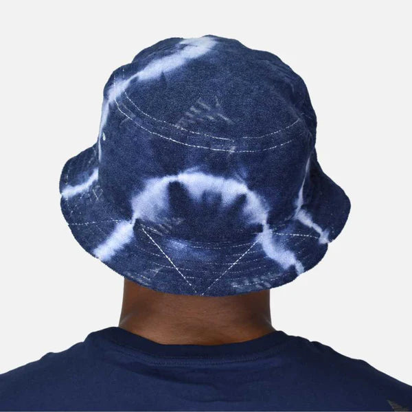 Paper Planes Tie Dye Jacquard Terry Cloth Bucket Hat Navy