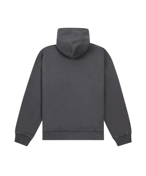 Paper Plane Hoodie - Script Logo Puff Print Hoodie - Washed Black