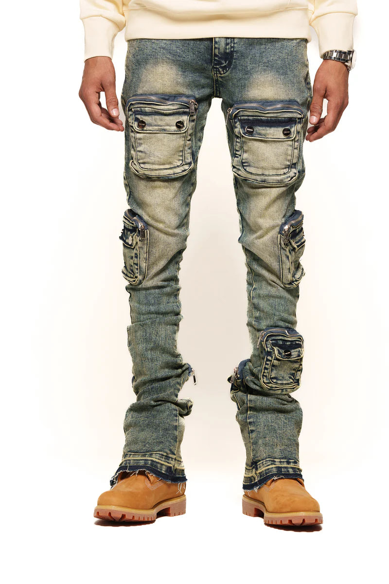 CARGO FLARE STACK DENIM (NAVY BLUE) – P H E E L I N G S