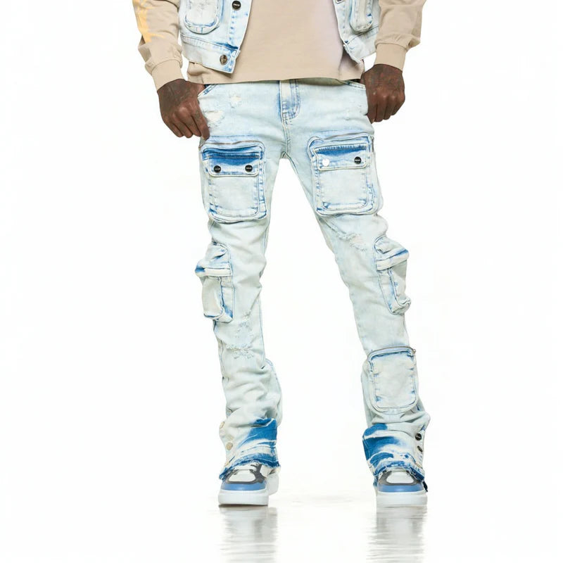 CARGO FLARE STACK DENIM (LIGHT BLUE) – P H E E L I N G S