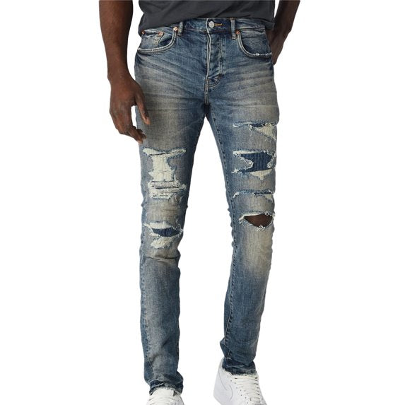 Purple-brand Four Pocket Destroy W Silicone Jeans Mens Style