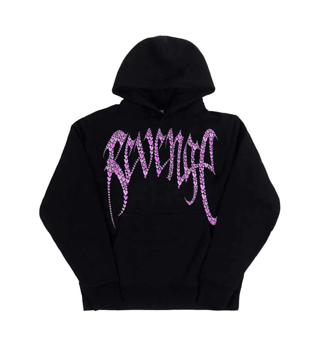 Revenge Pink Broken Heart Hoodie Black