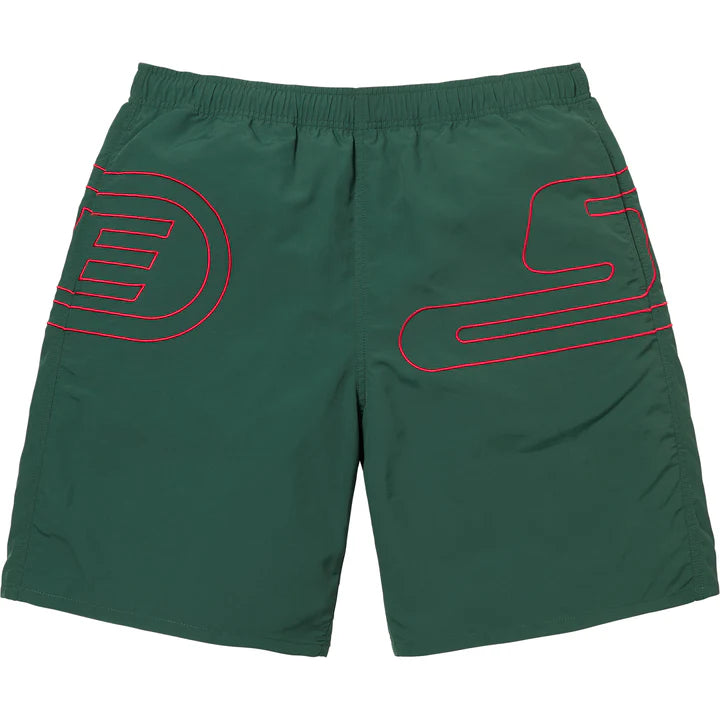 big logo nylon shorts green