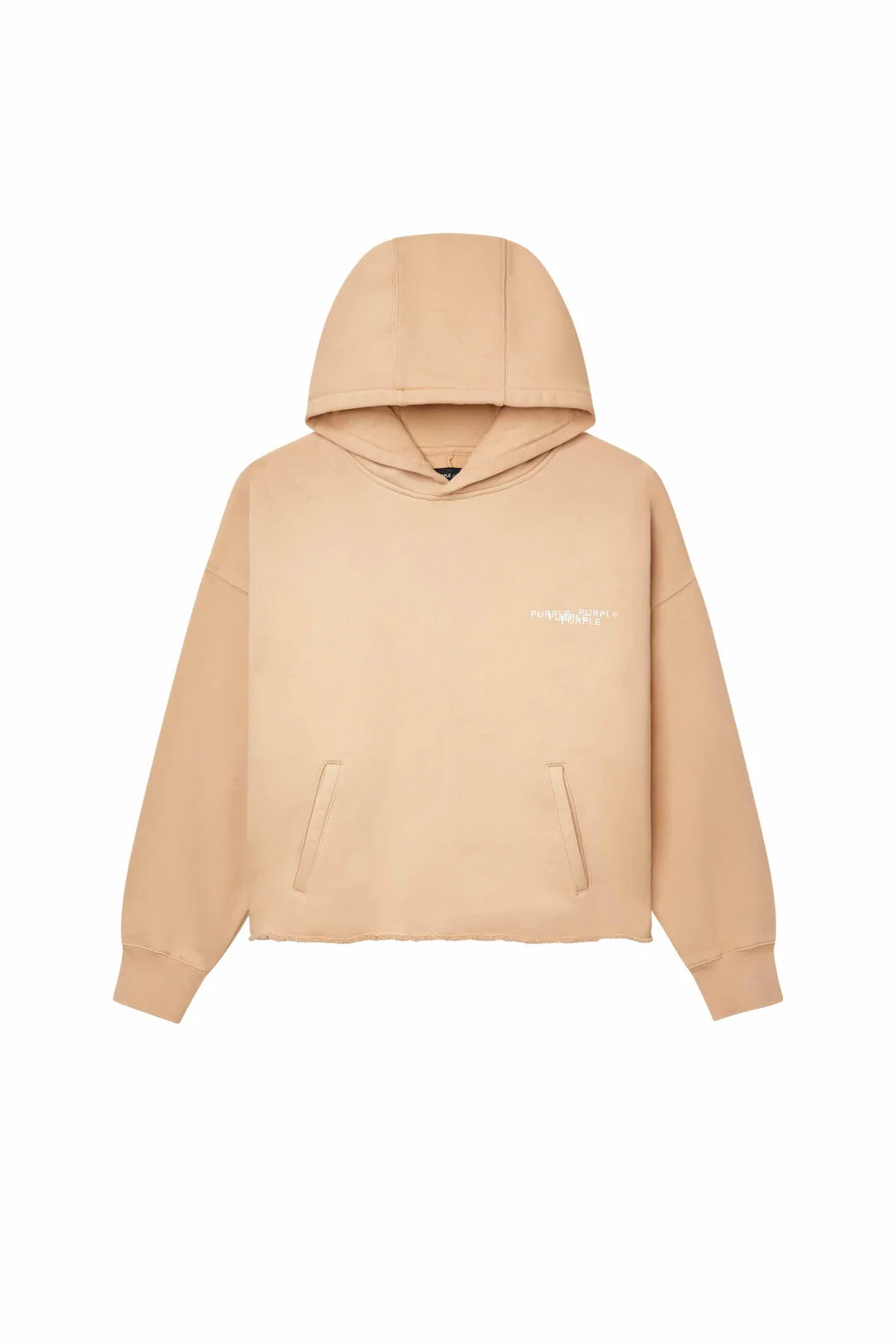 Purple Brand Newsprint Cropped Hoodie (Beige)