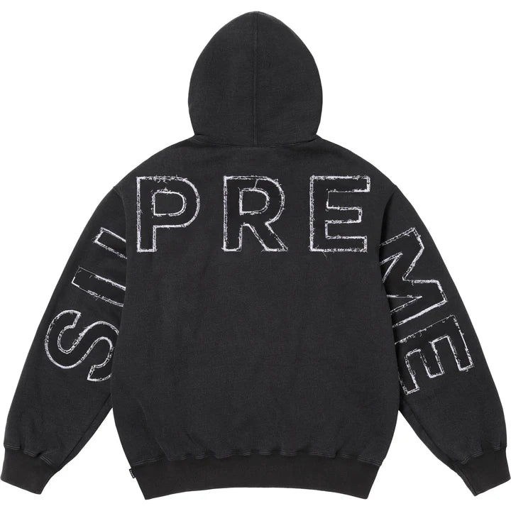 supreme frayed hooded sweatshirt black