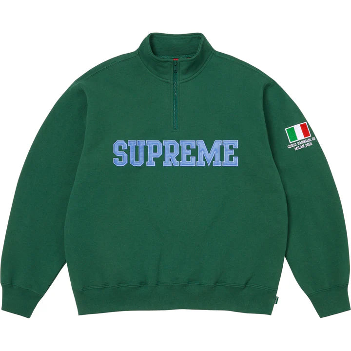 Supreme Shop Flag Half Zip Pullover Green