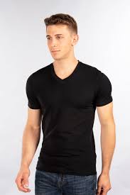 Stretch Slim Fit T-Shirt, V Neck (Black)