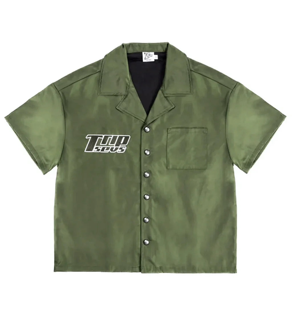 Triple Sevens Nylon Button Up Green (Full Fit)